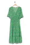 Max Studio Short Sleeve V-neck Maxi Dress In Green Leafy Floral Wave