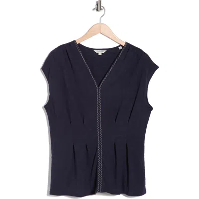 Max Studio Short Sleeve V-neck Top In Black