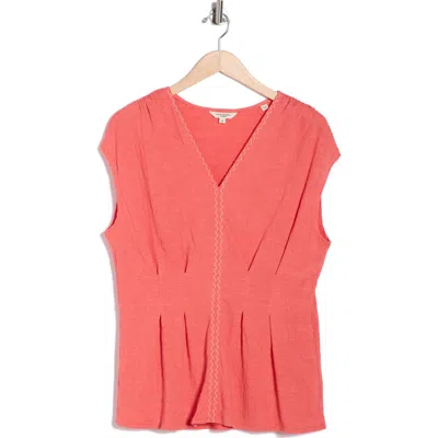 Max Studio Short Sleeve V-neck Top In Pink
