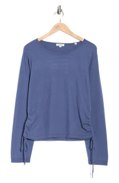 Max Studio Side Cinched Top In Blue