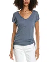 Max Studio Cap Sleeve Ruched Crinkled Knit Top In Blue