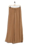 Max Studio Side Stripe Linen Blend Wide Leg Pants In Brown