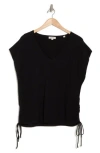 Max Studio Side Tie Cinched Top In Black