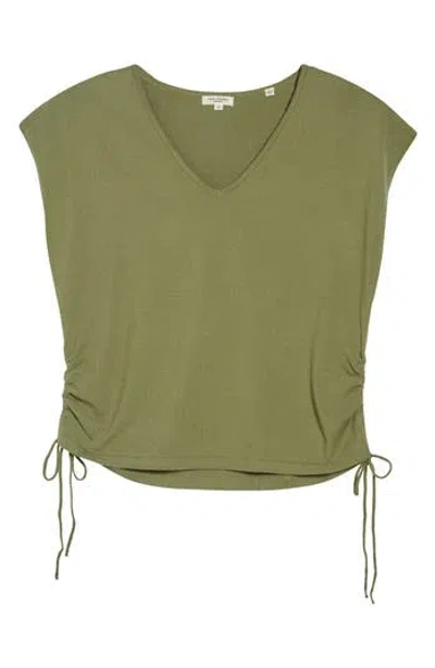 Max Studio Side Tie Cinched Top In Green