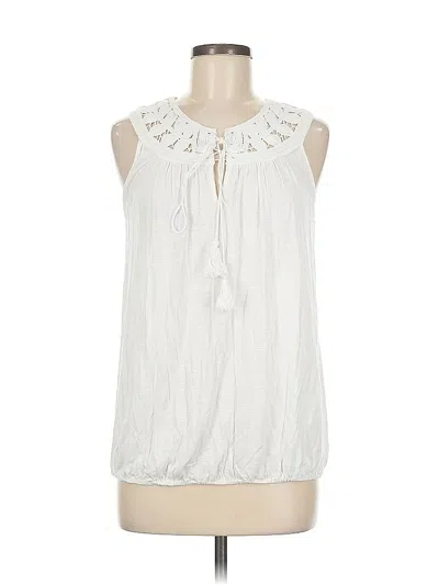 Pre-owned Max Studio Sleeveless Blouse In White