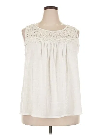 Pre-owned Max Studio Sleeveless Blouse In White