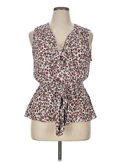Pre-owned Max Studio Sleeveless Blouse In White