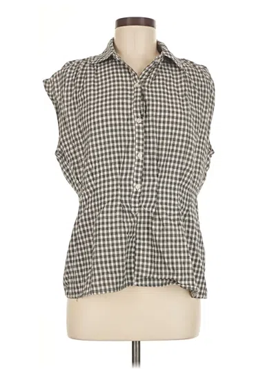 Pre-owned Max Studio Sleeveless Button Down Shirt In Gray