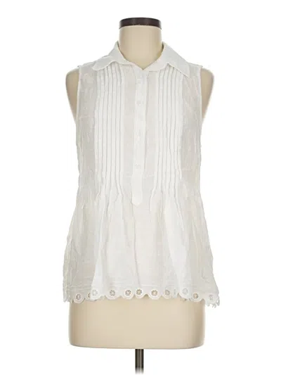 Pre-owned Max Studio Sleeveless Button Down Shirt In Ivory