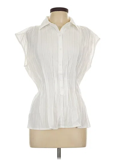 Pre-owned Max Studio Sleeveless Button Down Shirt In Ivory