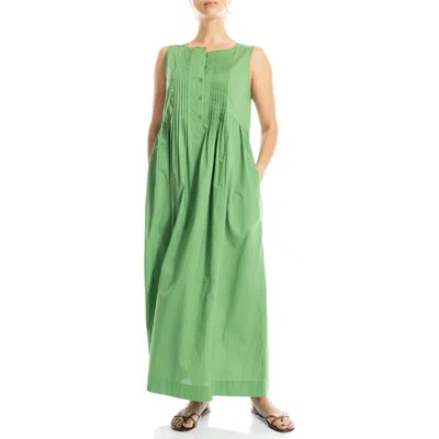 Max Studio Sleeveless Button Front Maxi Dress In Green