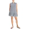 Max Studio Sleeveless Button Front Short Dress In Blue