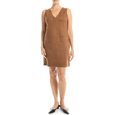 Max Studio Sleeveless Faux Suede Dress In Brown