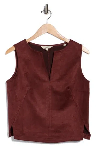 Max Studio Sleeveless Faux Suede Top In Burgundy