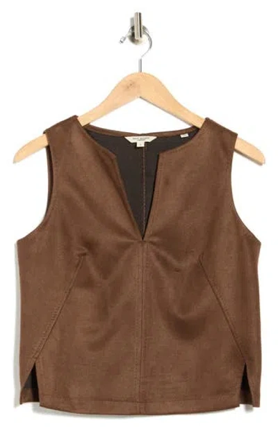 Max Studio Sleeveless Faux Suede Top In Green