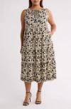 Max Studio Sleeveless Maxi Dress In Cream/black Floral
