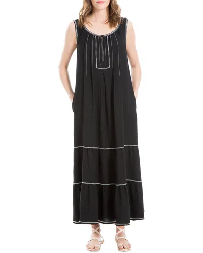 Max Studio Sleeveless Maxi Tiered Tank Dress In Black
