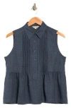 Max Studio Sleeveless Peplum Top In Blue