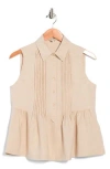 Max Studio Sleeveless Peplum Top In Brown