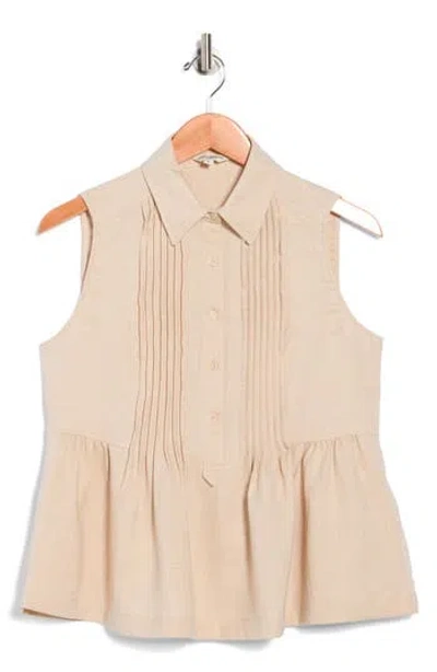 Max Studio Sleeveless Peplum Top In Brown
