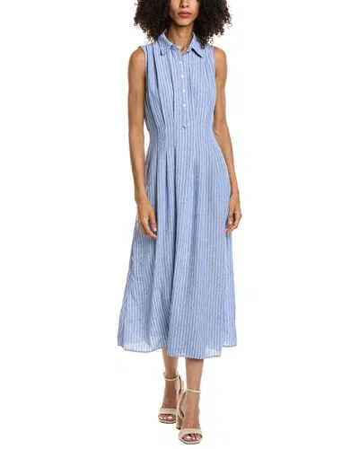 Max Studio Sleeveless Pleat Front Collard Midi Dress In Blue