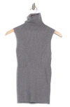 Max Studio Sleeveless Ribbed Turtle Neck In Charcoal