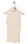 Max Studio Sleeveless Ribbed Turtle Neck In White
