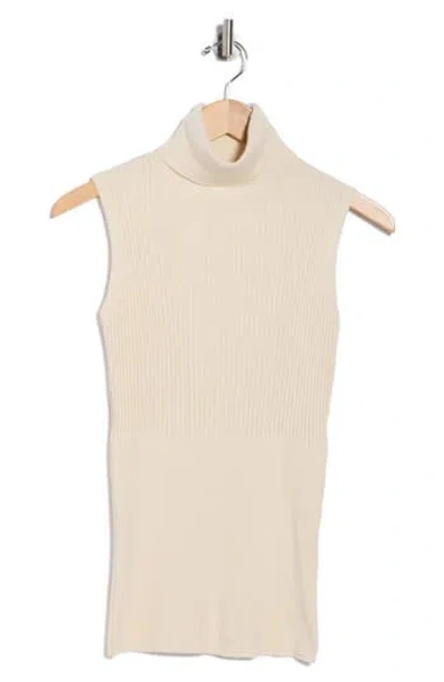 Max Studio Sleeveless Ribbed Turtle Neck In White