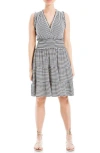 Max Studio Sleeveless Short Smocked Dress In Dark Navy/white Stripe