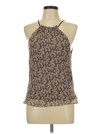 Pre-owned Max Studio Sleeveless Silk Top Brown Halter Neckline Tops