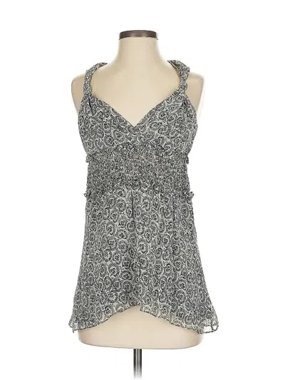 Pre-owned Max Studio Sleeveless Silk Top Gray Halter Neckline Tops