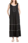 Max Studio Sleeveless Split Maxi Dress In Black-black