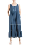 Max Studio Sleeveless Split Maxi Dress In Dusk Blue