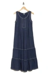 Max Studio Sleeveless Split Maxi Dress In Blue