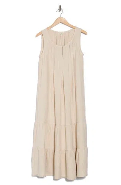 Max Studio Sleeveless Split Maxi Dress In Heather Oatmeal