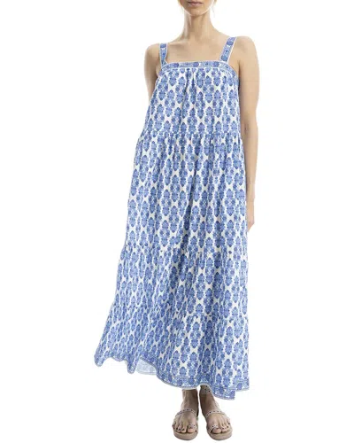 Max Studio Sleeveless Strap Tiered Maxi Dress In Blue