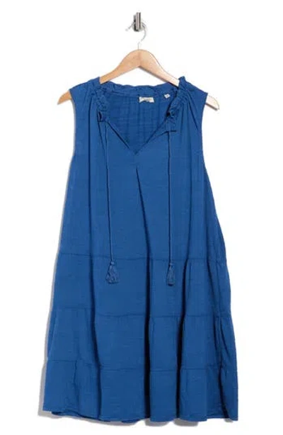 Max Studio Sleeveless Tiered Dress In Blue