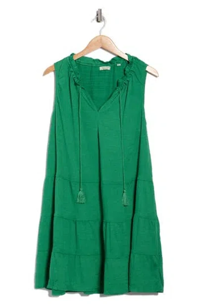 Max Studio Sleeveless Tiered Dress In Green