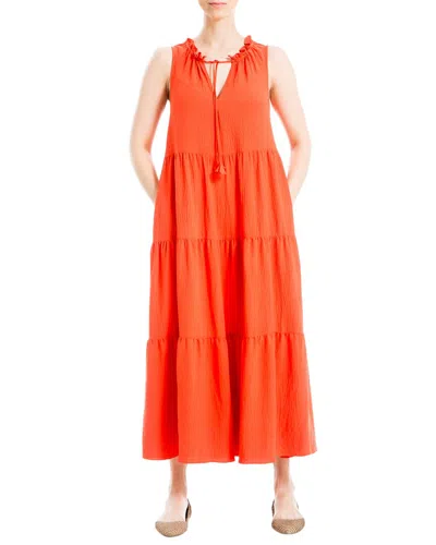 Max Studio Sleeveless Tiered Maxi Dress In Orange