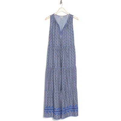 Max Studio Sleeveless Tiered Maxi Dress In Blue