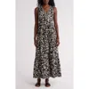 Max Studio Sleeveless Tiered Maxi Dress In Cream/black