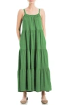 Max Studio Sleeveless Tiered Maxi Dress In Green