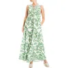 Max Studio Sleeveless Tiered Maxi Dress In Ivory/green Floral
