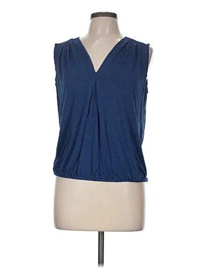 Pre-owned Max Studio Sleeveless Top Blue Plunge Neckline Tops