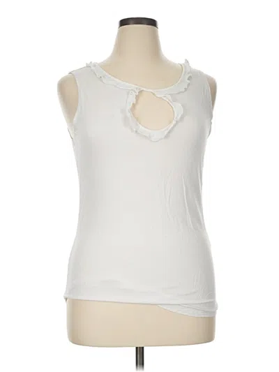 Pre-owned Max Studio Sleeveless Top Ivory Keyhole Neckline Tops