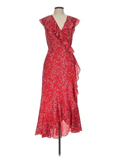 Pre-owned Max Studio Sleeveless Top Red Plunge Neckline Tops