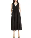 Max Studio V-neck Sleeveless Tiered Maxi Dress In Black
