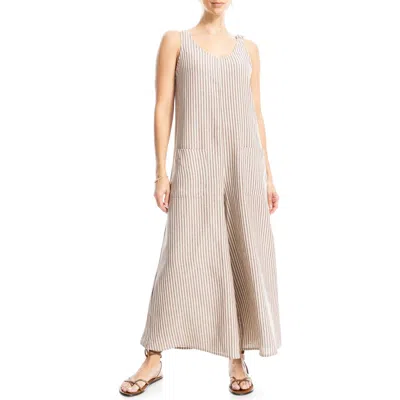 Max Studio Sleeveless Yarn Dye Jumpsuit In Ivory Candy Stripe