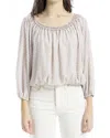 Max Studio Smock Neck Bubble Hem Blouse In Gray