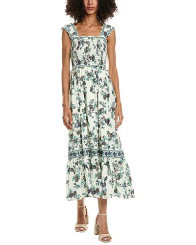 Max Studio Smocked Bodice Midi Dress In Blue